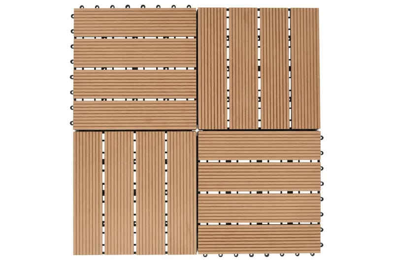 Terrassebord 11 stk WPC 30x30 cm 1 kvm teak-farget - Verandagulv & terrassebord - Treheller & trefliser balkong - Utegulv & tregulv - Trehelle & gulvhelle