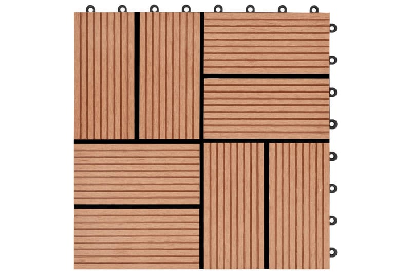 Terrassebord 11 stk WPC 30x30 cm 1 kvm teak-farget - Verandagulv & terrassebord - Treheller & trefliser balkong - Utegulv & tregulv - Trehelle & gulvhelle