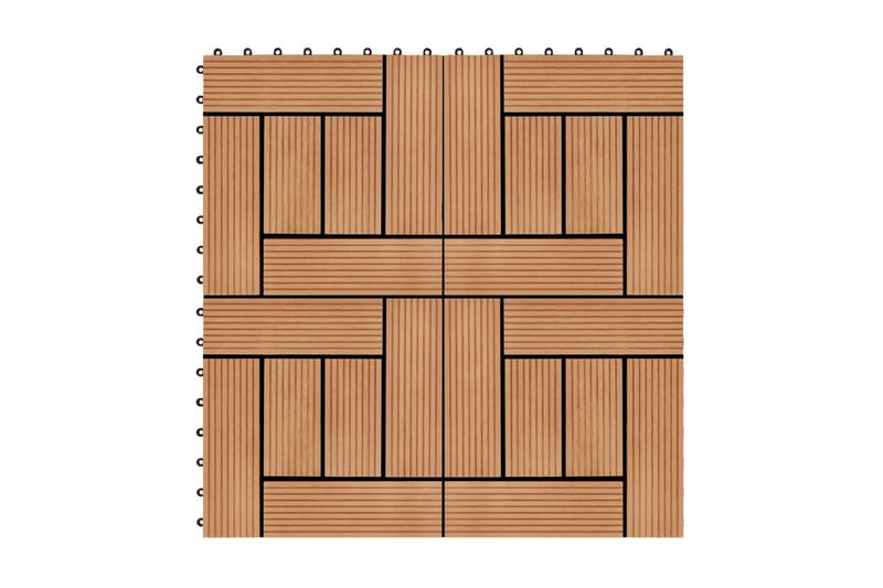 Terrassebord 11 stk WPC 30x30 cm 1 kvm teak-farget - Utegulv & tregulv - Trehelle & gulvhelle - Verandagulv & terrassebord - Treheller & trefliser balkong