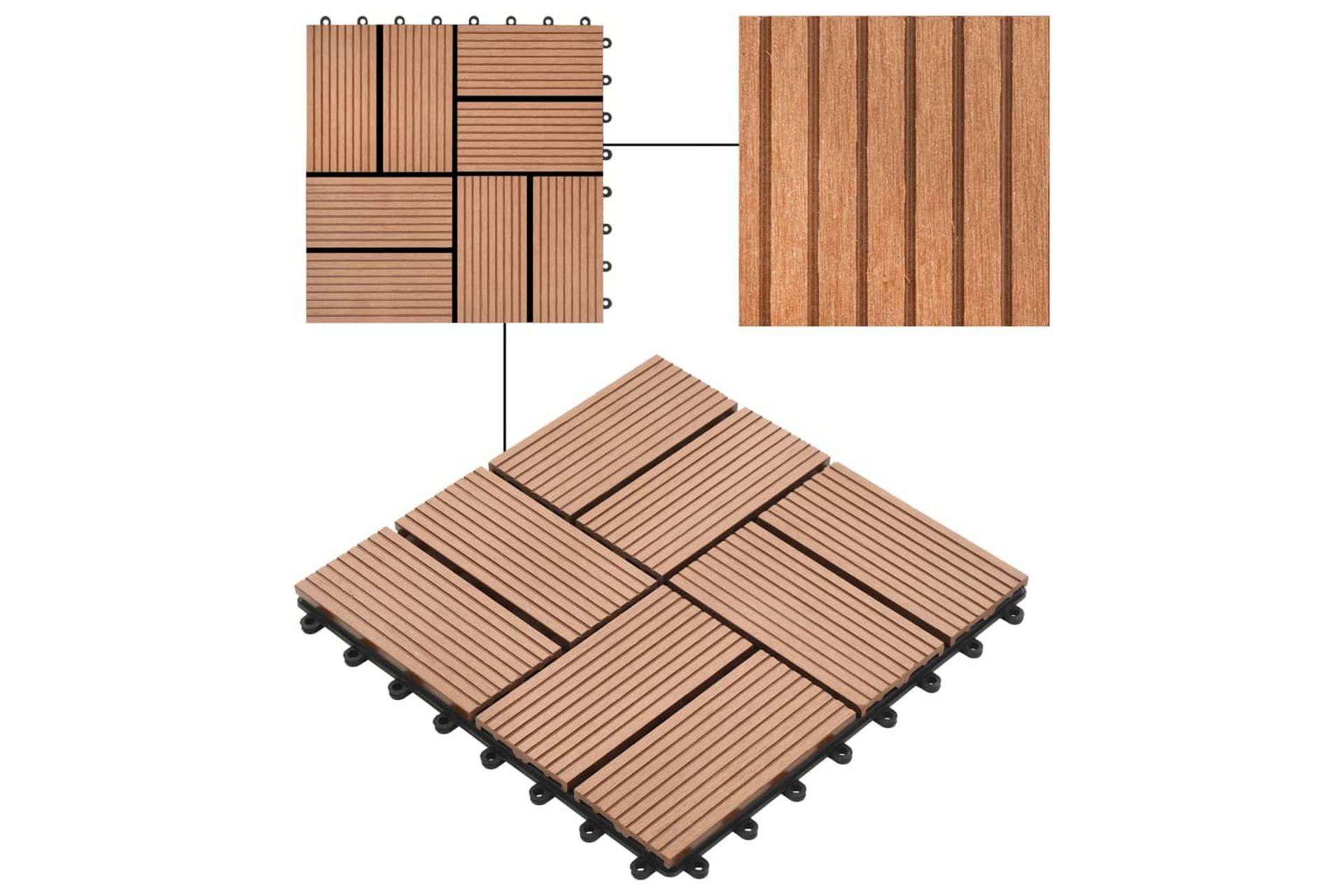Terrassebord 22 stk 30x30 cm 2 kvm WPC brun - Hus & oppussing - Bygg - Tre & virke - Heller & terrassevirke - Trehelle & gulvhelle