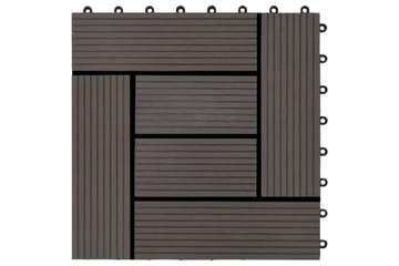 Terrassebord 22 stk 30x30 cm 2 kvm WPC mørkebrun - Brun - Hus & oppussing - Bygg - Tre & virke - Heller & terrassevirke - Trehelle & gulvhelle