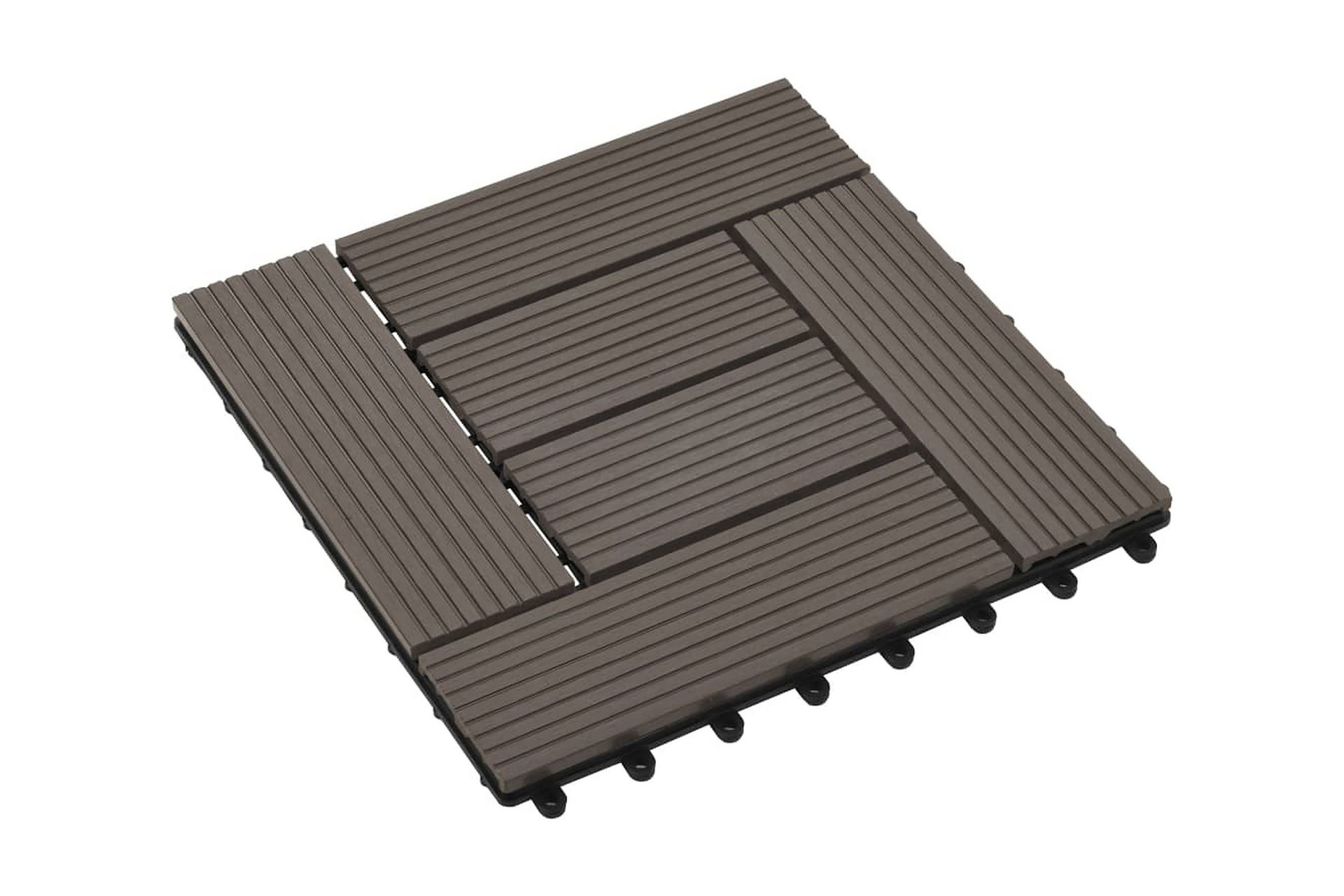Terrassebord 22 stk 30x30 cm 2 kvm WPC mørkebrun - Brun - Hus & oppussing - Bygg - Tre & virke - Heller & terrassevirke - Trehelle & gulvhelle