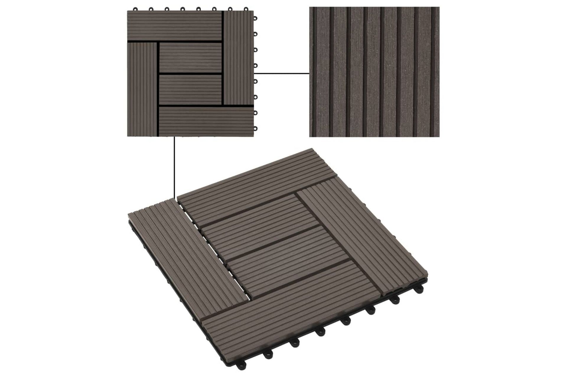 Terrassebord 22 stk 30x30 cm 2 kvm WPC mørkebrun - Brun - Hus & oppussing - Bygg - Tre & virke - Heller & terrassevirke - Trehelle & gulvhelle