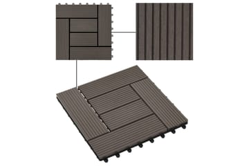 Terrassebord 22 stk 30x30 cm 2 kvm WPC mørkebrun - Brun - Hus & oppussing - Bygg - Tre & virke - Heller & terrassevirke - Trehelle & gulvhelle