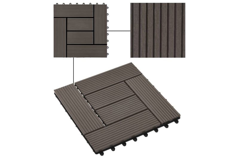 Terrassebord 22 stk 30x30 cm 2 kvm WPC mørkebrun - Brun - Hus & oppussing - Bygg - Tre & virke - Heller & terrassevirke - Trehelle & gulvhelle