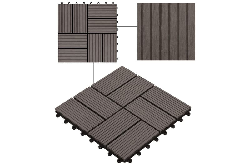 Terrassebord 22 stk 30x30 cm 2 kvm WPC mørkebrun - Hus & oppussing - Bygg - Tre & virke - Heller & terrassevirke - Trehelle & gulvhelle