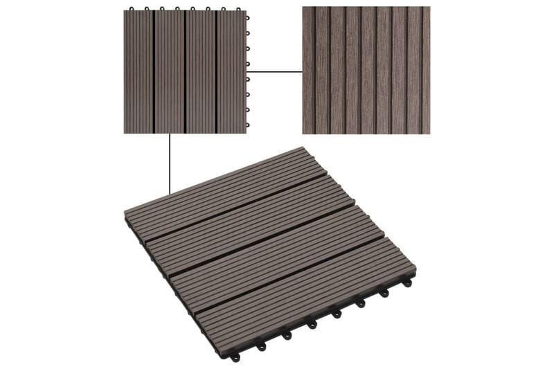 Terrassebord 22 stk 30x30 cm 2 kvm WPC mørkebrun - Hus & oppussing - Bygg - Tre & virke - Heller & terrassevirke - Trehelle & gulvhelle