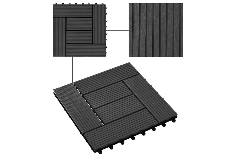 Terrassebord 22 stk 30x30 cm 2 kvm WPC svart - Svart - Hus & oppussing - Bygg - Tre & virke - Heller & terrassevirke - Trehelle & gulvhelle