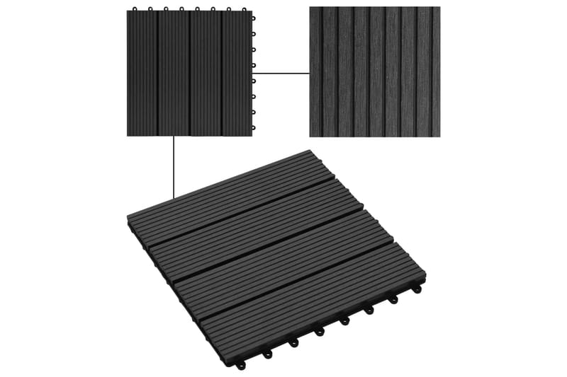 Terrassebord 22 stk 30x30 cm 2 kvm WPC svart - Svart - Hus & oppussing - Bygg - Tre & virke - Heller & terrassevirke - Trehelle & gulvhelle