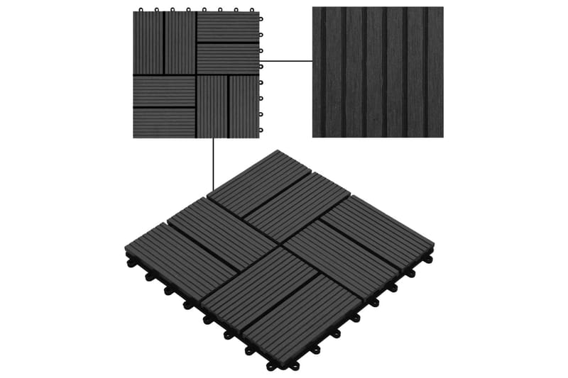 Terrassebord 22 stk 30x30 cm 2 kvm WPC svart - Hus & oppussing - Bygg - Tre & virke - Heller & terrassevirke - Trehelle & gulvhelle