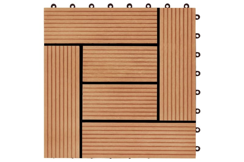 Terrassebord 22 stk 30x30 cm 2 kvm WPC teakfarge - Brun - Hus & oppussing - Bygg - Tre & virke - Heller & terrassevirke - Trehelle & gulvhelle