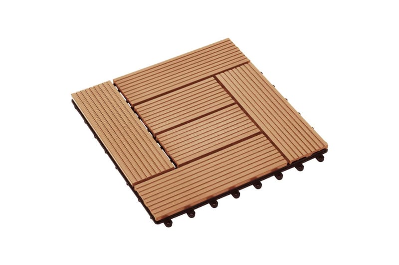 Terrassebord 22 stk 30x30 cm 2 kvm WPC teakfarge - Brun - Hus & oppussing - Bygg - Tre & virke - Heller & terrassevirke - Trehelle & gulvhelle