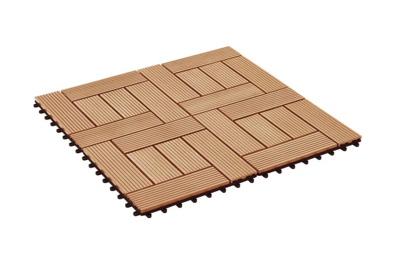 Terrassebord 22 stk 30x30 cm 2 kvm WPC teakfarge - Brun - Hus & oppussing - Bygg - Tre & virke - Heller & terrassevirke - Trehelle & gulvhelle