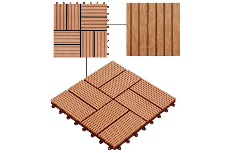 Terrassebord 22 stk 30x30 cm 2 kvm WPC teakfarge - Hus & oppussing - Bygg - Tre & virke - Heller & terrassevirke - Trehelle & gulvhelle