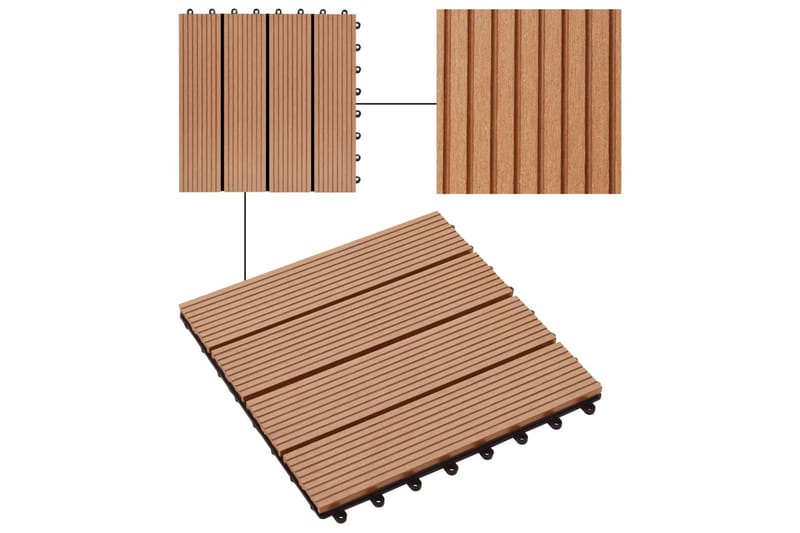 Terrassebord 22 stk 30x30 cm 2 kvm WPC teakfarge - Hus & oppussing - Bygg - Tre & virke - Heller & terrassevirke - Trehelle & gulvhelle