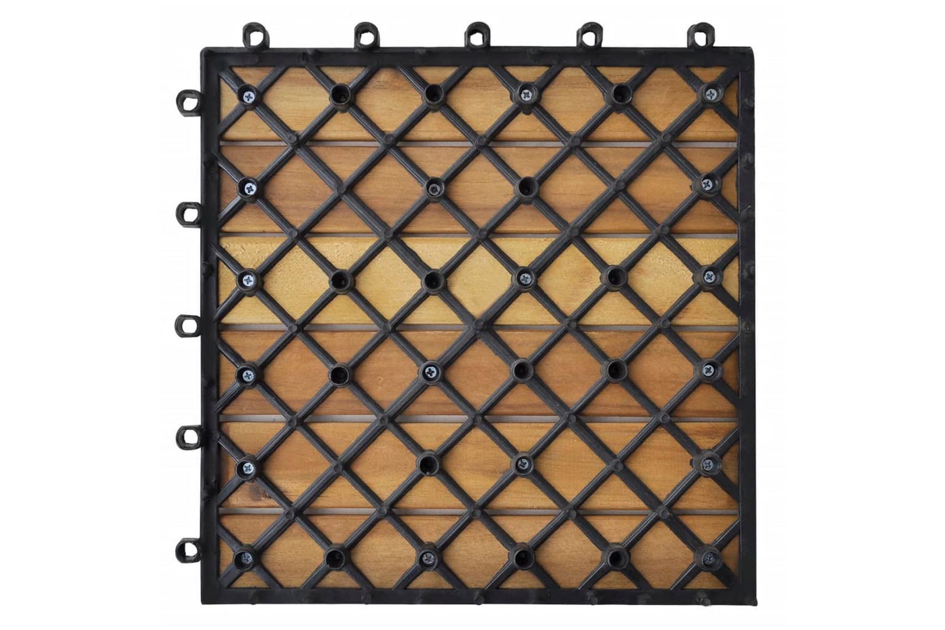 Terrassebord Vertikalt Mønster 30 x 30 cm Akasie Sett med 30 - Hus & oppussing - Bygg - Tre & virke - Heller & terrassevirke - Trehelle & gulvhelle