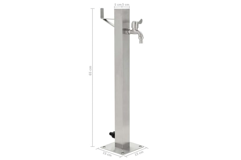 Vannsøyle for hage rustfritt stål firkantet 65 cm - Hus & oppussing - Bygg - Vann & avløp - Ventiler