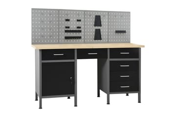 Arbeidsbenk med 4 vegghengte verktøytavler - Hus & oppussing - Garasje & verksted - Arbeidsbenk & bukker