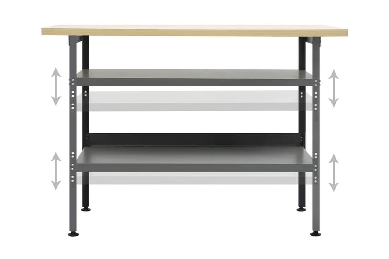 Arbeidsbenk grå 120x60x85 cm stål - Hus & oppussing - Garasje & verksted - Garasjeinteriør & garasjeoppbevarin