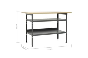 Arbeidsbenk grå 120x60x85 cm stål - Hus & oppussing - Garasje & verksted - Garasjeinteriør & garasjeoppbevarin