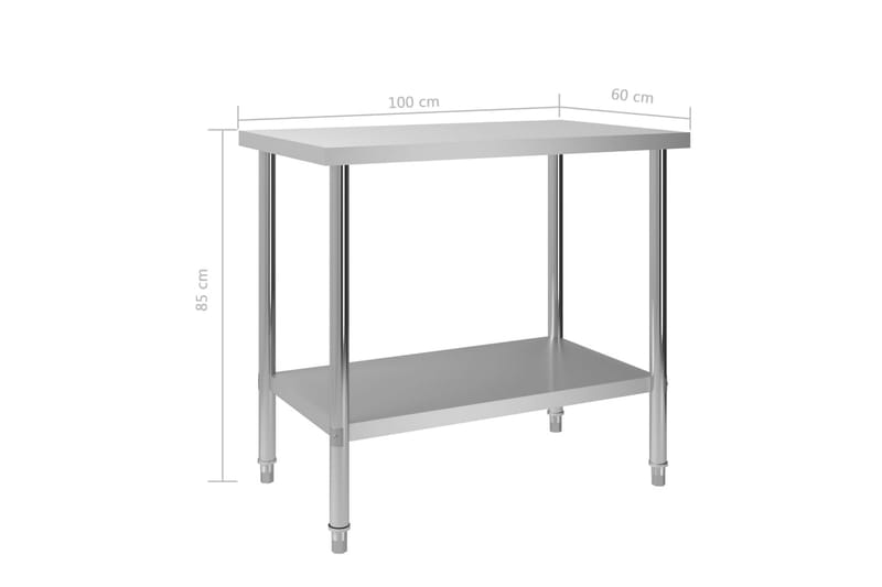 Arbeidsbord for kjøkken 100x60x85 cm rustfritt stål - Garasjeinteriør & garasjeoppbevarin - Arbeidsbenk