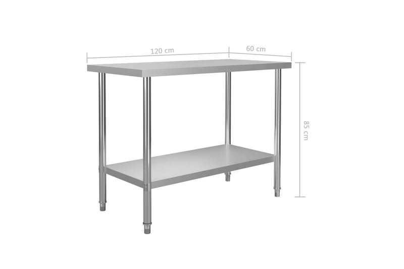 Arbeidsbord for kjøkken 120x60x85 cm rustfritt stål - Garasjeinteriør & garasjeoppbevarin - Arbeidsbenk