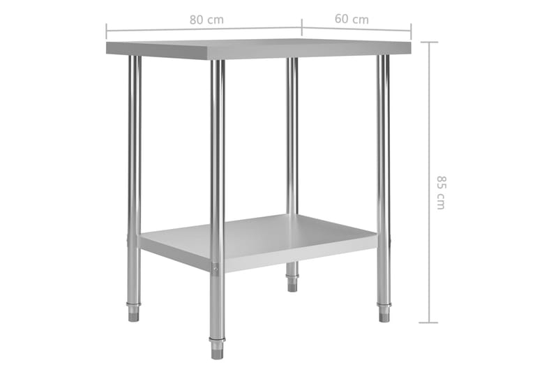 Arbeidsbord for kjøkken 80x60x85 cm rustfritt stål - Garasjeinteriør & garasjeoppbevarin - Arbeidsbenk