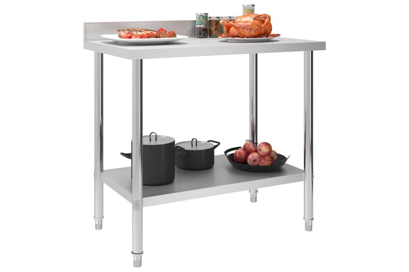 Arbeidsbord for kjøkken m. bakplater 100x60x93 stål - Hus & oppussing - Garasje & verksted - Garasjeinteriør & garasjeoppbevarin
