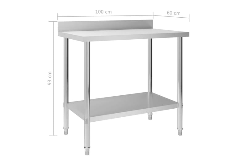 Arbeidsbord for kjøkken m. bakplater 100x60x93 stål - Hus & oppussing - Garasje & verksted - Garasjeinteriør & garasjeoppbevarin
