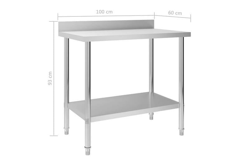 Arbeidsbord for kjøkken m. bakplater 100x60x93 stål - Garasjeinteriør & garasjeoppbevarin - Arbeidsbenk