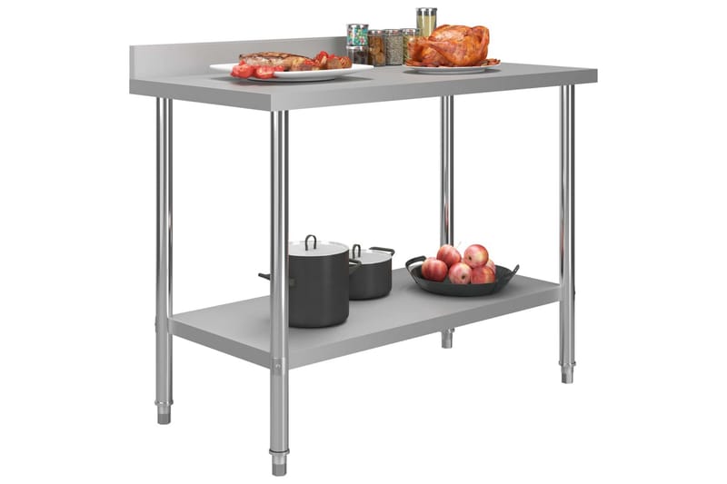 Arbeidsbord for kjøkken m. bakplater 120x60x93 stål - Hus & oppussing - Garasje & verksted - Garasjeinteriør & garasjeoppbevarin