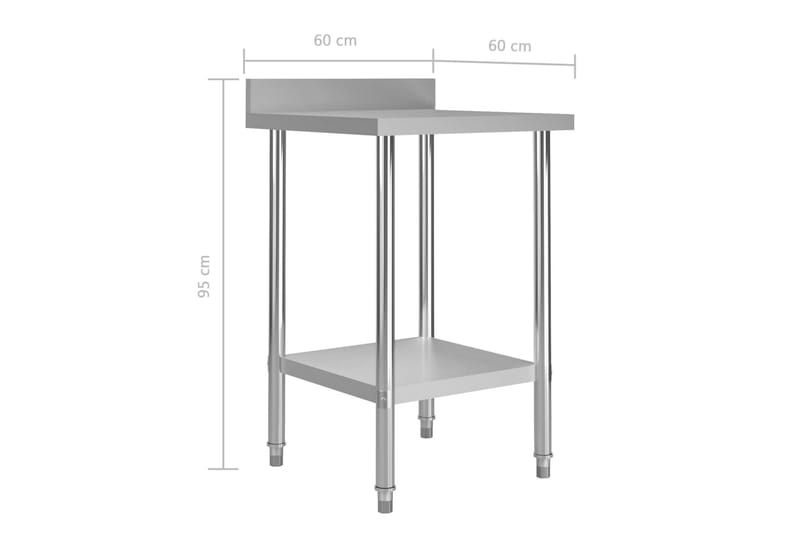 Arbeidsbord for kjøkken m. bakplater 60x60x93 rustfritt stål - Garasjeinteriør & garasjeoppbevarin - Arbeidsbenk