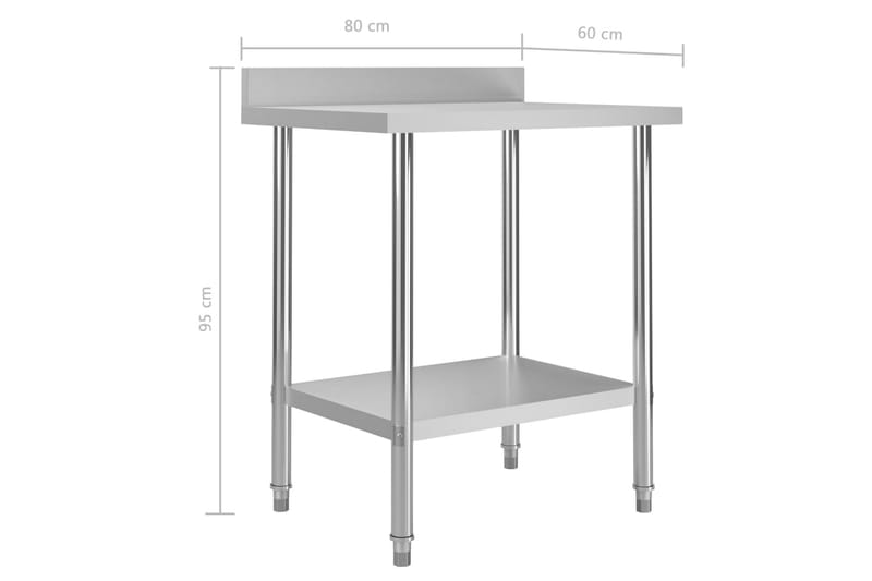 Arbeidsbord for kjøkken m. bakplater 80x60x93 rustfritt stål - Garasjeinteriør & garasjeoppbevarin - Arbeidsbenk