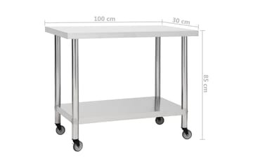 Arbeidsbord for kjøkken med hjul 100x30x85 cm rustfritt stål - Hus & oppussing - Garasje & verksted - Garasjeinteriør & garasjeoppbevarin