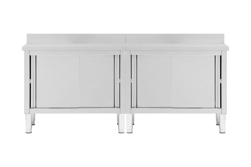 Arbeidsbord med skyvedører 2 stk 200x50x95 cm rustfritt stål - Hus & oppussing - Garasje & verksted - Garasjeinteriør & garasjeoppbevarin