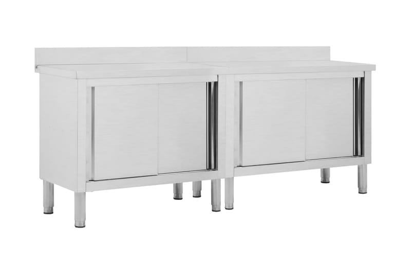 Arbeidsbord med skyvedører 2 stk 200x50x95 cm rustfritt stål - Hus & oppussing - Garasje & verksted - Garasjeinteriør & garasjeoppbevarin