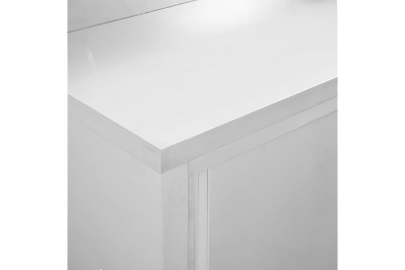 Arbeidsbord med skyvedører 2 stk 240x50x95 cm rustfritt stål - Hus & oppussing - Garasje & verksted - Garasjeinteriør & garasjeoppbevarin