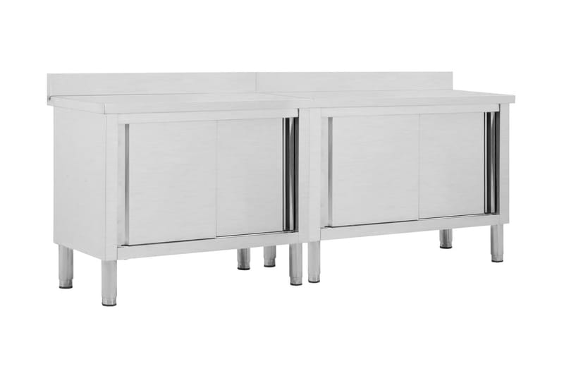 Arbeidsbord med skyvedører 2 stk 240x50x95 cm rustfritt stål - Hus & oppussing - Garasje & verksted - Garasjeinteriør & garasjeoppbevarin
