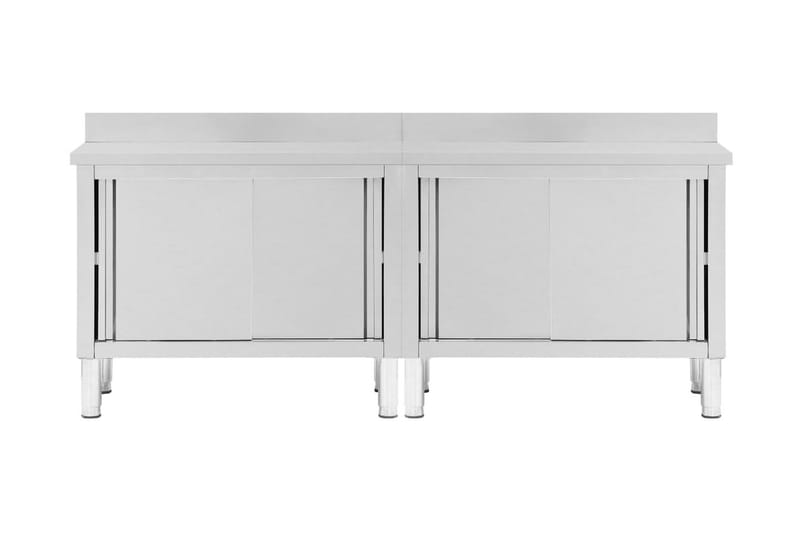 Arbeidsbord med skyvedører 2 stk 240x50x95 cm rustfritt stål - Hus & oppussing - Garasje & verksted - Garasjeinteriør & garasjeoppbevarin