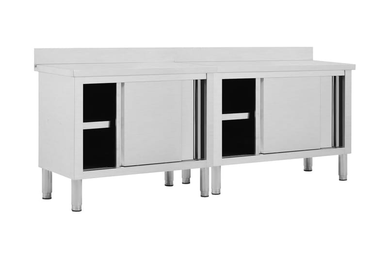 Arbeidsbord med skyvedører 2 stk 240x50x95 cm rustfritt stål - Hus & oppussing - Garasje & verksted - Garasjeinteriør & garasjeoppbevarin