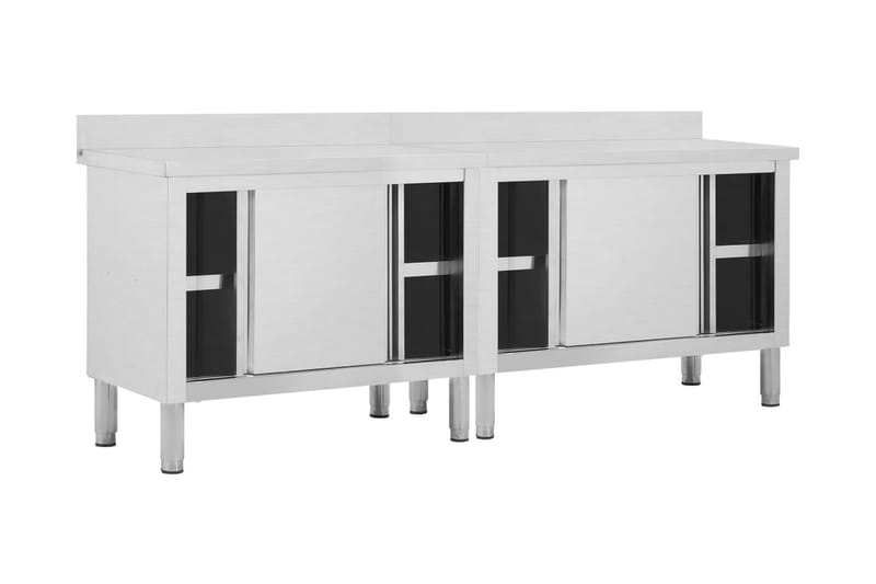 Arbeidsbord med skyvedører 2 stk 240x50x95 cm rustfritt stål - Hus & oppussing - Garasje & verksted - Garasjeinteriør & garasjeoppbevarin