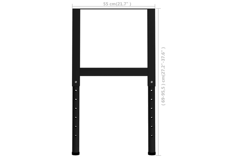Justerbare arbeidsbenkerammer 2 stk metall 55x(69-95,5)cm - Svart - Hus & oppussing - Garasje & verksted - Garasjeinteriør & garasjeoppbevarin