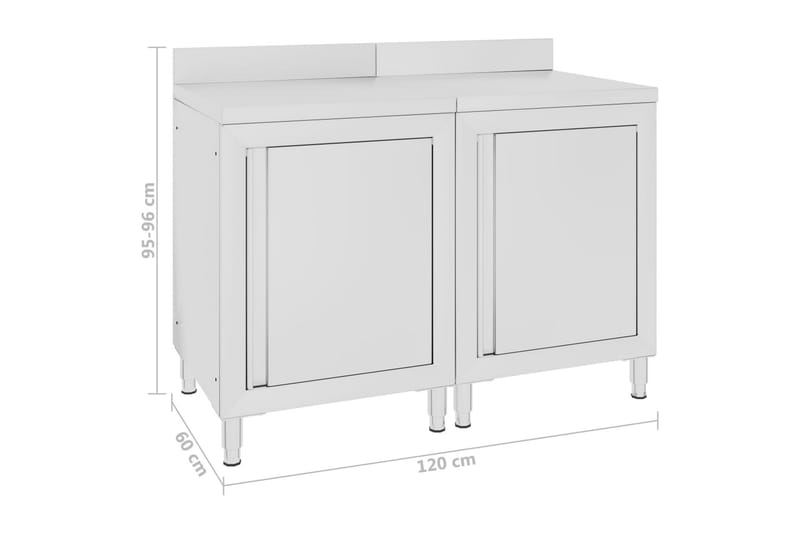 Kommersielt arbeidsbord med skap 120x60x96 cm rustfritt stål - Hus & oppussing - Garasje & verksted - Garasjeinteriør & garasjeoppbevarin