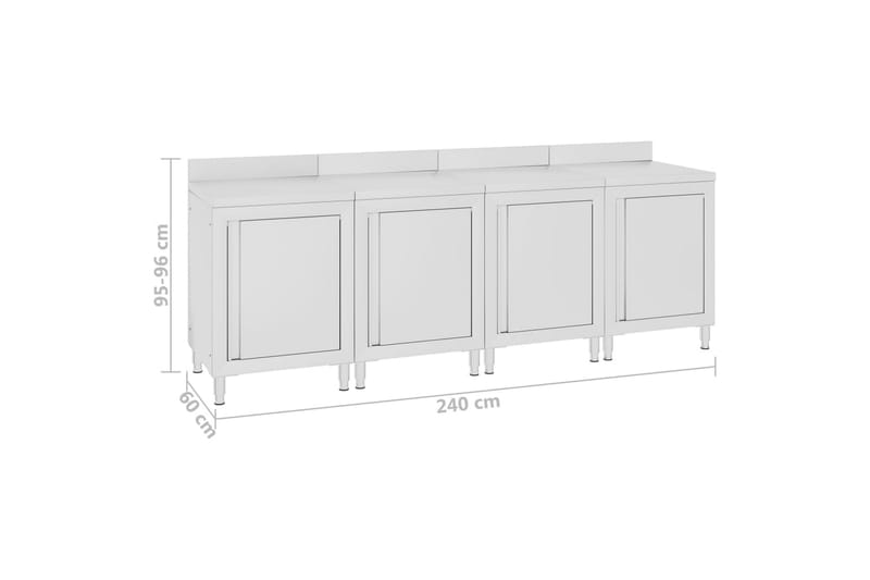Kommersielt arbeidsbord med skap 240x60x96 cm rustfritt stål - Hus & oppussing - Garasje & verksted - Garasjeinteriør & garasjeoppbevarin