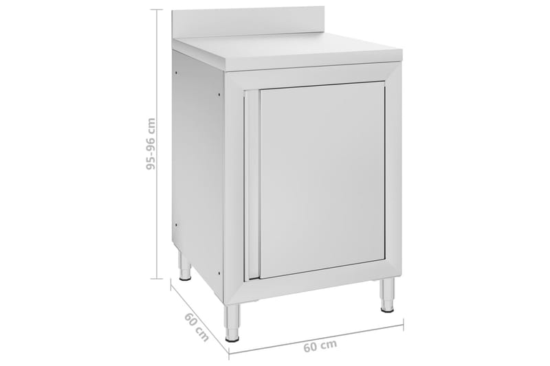 Kommersielt arbeidsbord med skap 60x60x96 cm rustfritt stål - Hus & oppussing - Garasje & verksted - Garasjeinteriør & garasjeoppbevarin