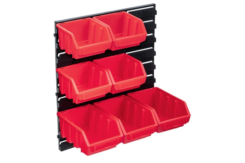 Oppbevaringsbokssett i 8 deler med veggpanel rød og svart - Rød - Garasjeinteriør & garasjeoppbevarin - Sortimentsboks