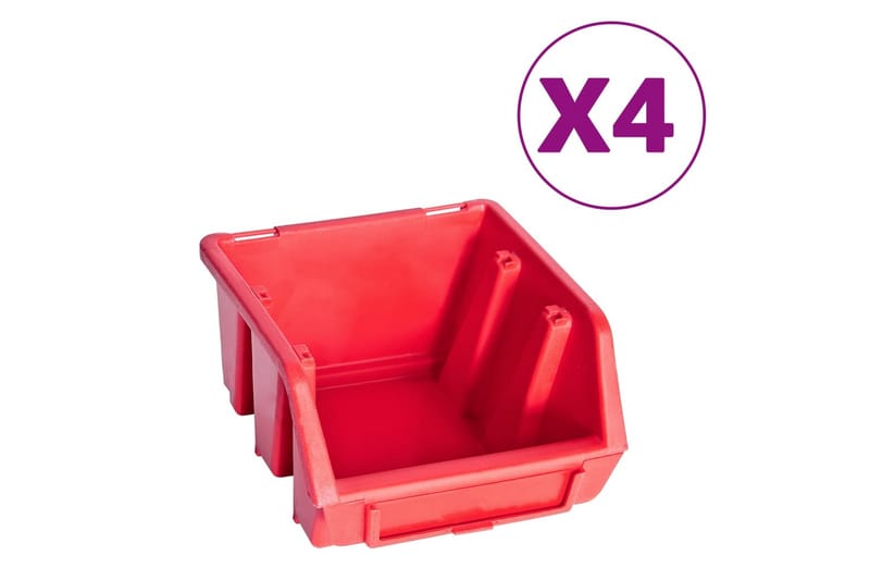 Oppbevaringsbokssett i 8 deler med veggpanel rød og svart - Rød - Sortimentsboks - Garasjeinteriør & garasjeoppbevarin