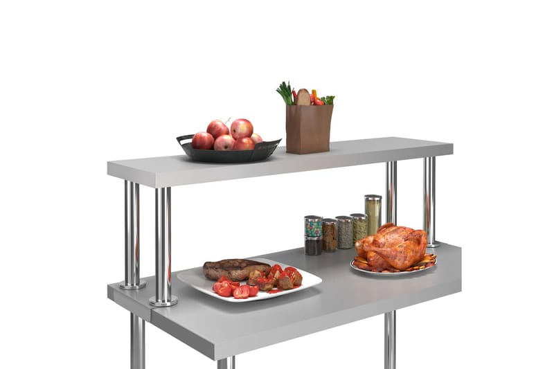 Overhylle til arbeidsbord 120x30x35 cm rustfritt stål - Hus & oppussing - Garasje & verksted - Garasjeinteriør & garasjeoppbevarin