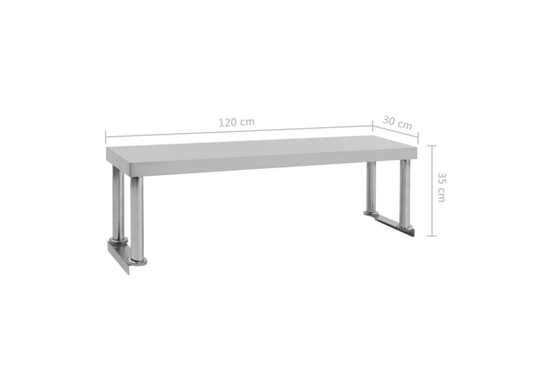 Overhylle til arbeidsbord 120x30x35 cm rustfritt stål - Hus & oppussing - Garasje & verksted - Garasjeinteriør & garasjeoppbevarin