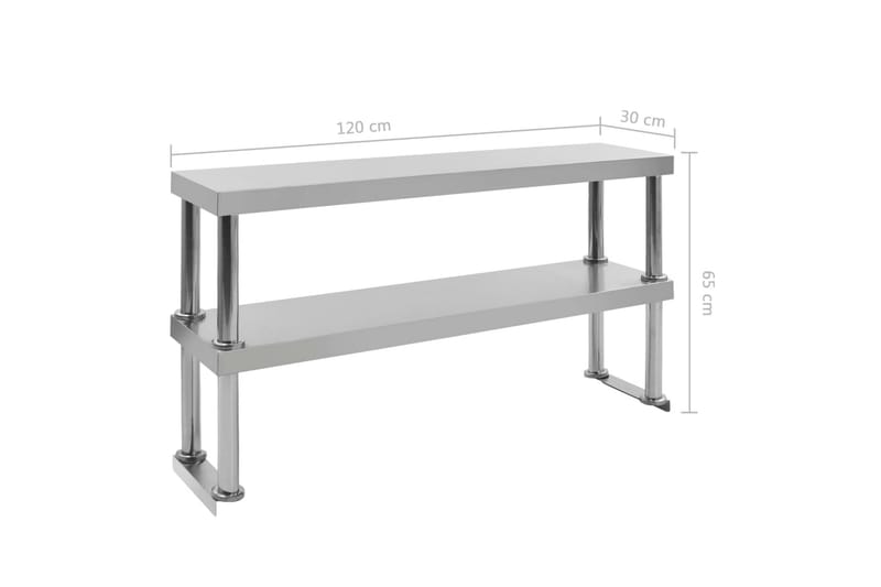 Overhylle til arbeidsbord 2 etasjer 120x30x65cm stål - Garasjeinteriør & garasjeoppbevarin - Arbeidsbenk